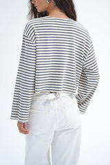 LNA Kincaid Cardigan in Greyscale Stripe