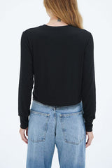 LNA Long Sleeve Ribbed Crew in Black - Viva Diva Boutique