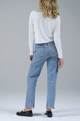 LNA Long Sleeve Ribbed Crew in White - Viva Diva Boutique