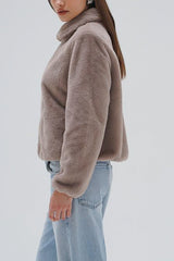 LNA Stella Zip Up Bomber in Pebble - Viva Diva Boutique