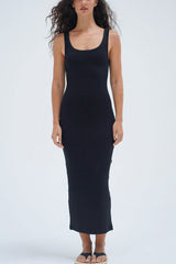 LNA Timeless Rib Tank Midi Dress in Black