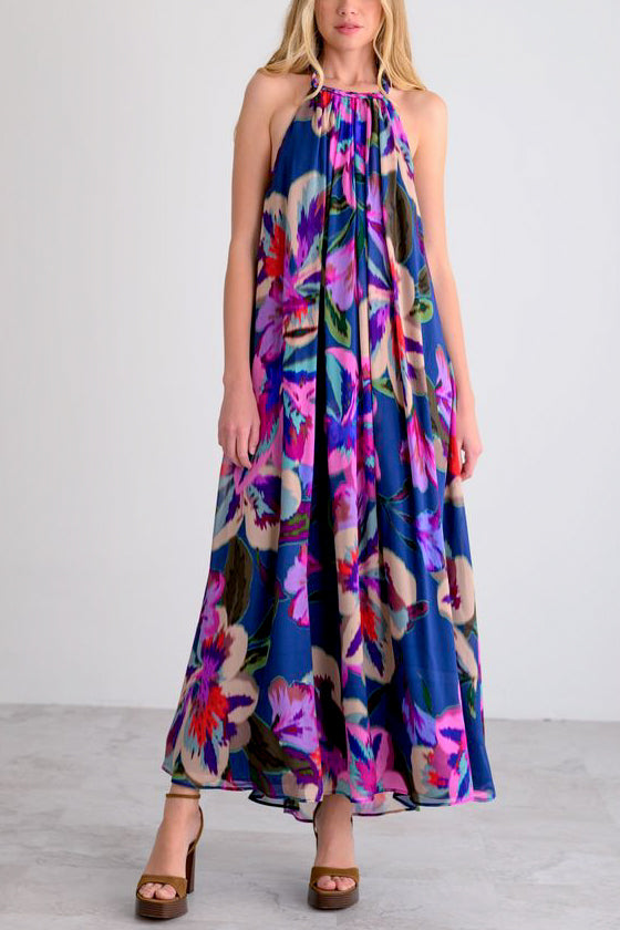 Lavender Brown Antonella Dress in Navy Multi