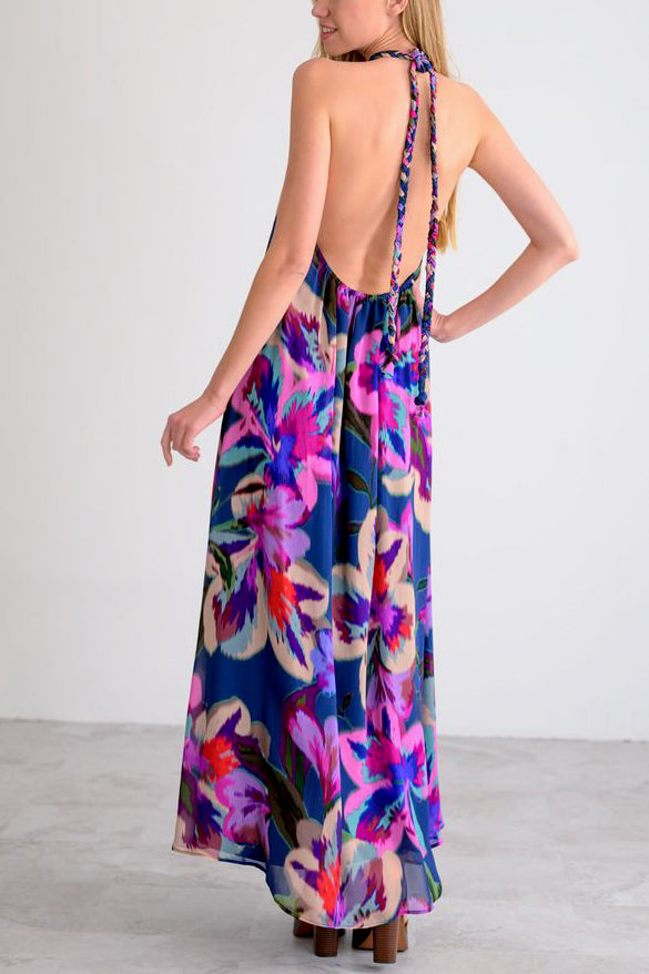 Lavender Brown Antonella Dress in Navy Multi
