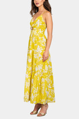Lavender Brown Aurora Dress in Lime Yellow Multi - Viva Diva Boutique