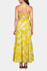 Lavender Brown Aurora Dress in Lime Yellow Multi - Viva Diva Boutique