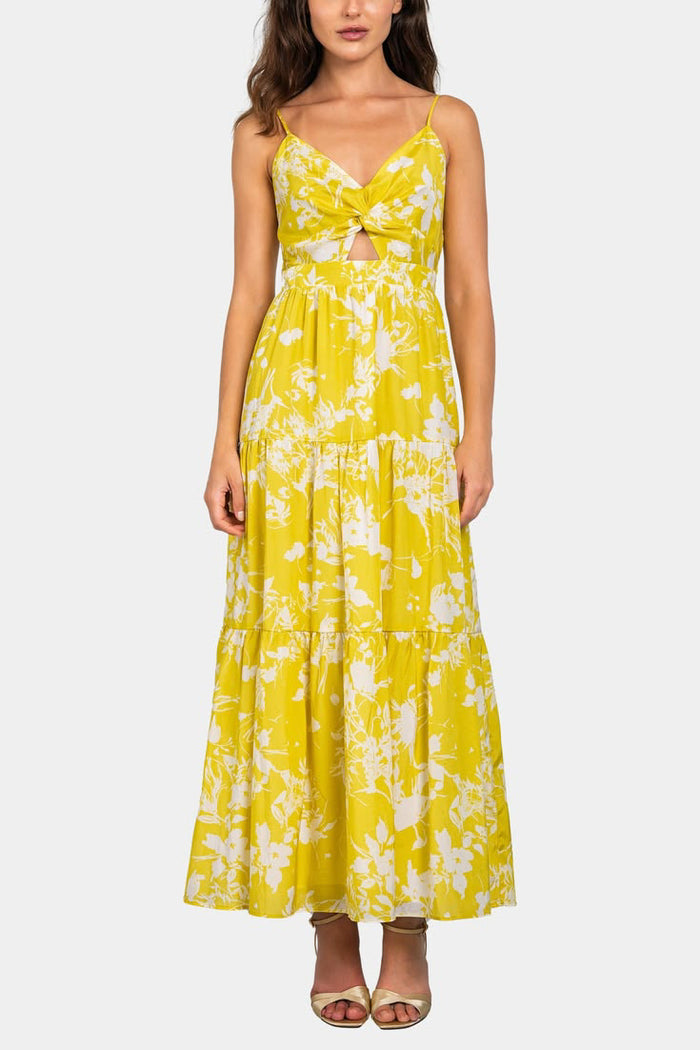 Lavender Brown Aurora Dress in Lime Yellow Multi– Viva Diva Boutique