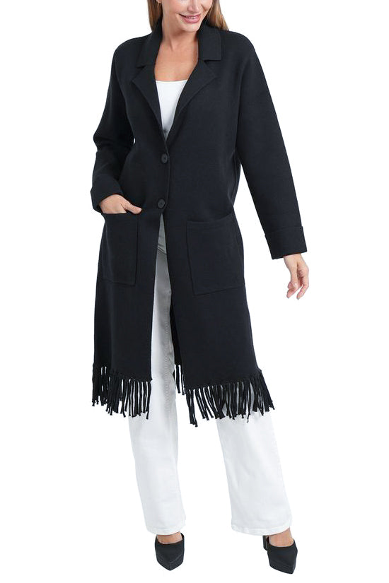Love Token Jolene Fringe Cardigan in Black