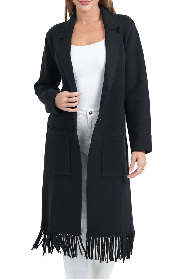 Love Token Jolene Fringe Cardigan in Black
