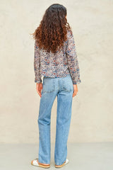 M.A.B.E. Cass Long Sleeve top in Indigo/Rust - Viva Diva Boutique