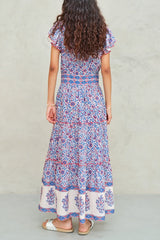 M.A.B.E. Della Maxi Dress in Blue/Pink - Viva Diva Boutique