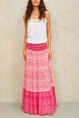 M.A.B.E. Esti Print Maxi Skirt in Pink