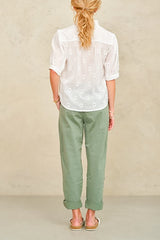 M.A.B.E. Frani Embroidered Top in White