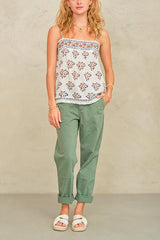 M.A.B.E. Stella Print Cami in Ecru/Rust