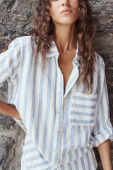 Melissa Nepton Lacy Shirt in Navy Multistripe - Viva Diva Boutique