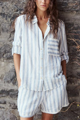 Melissa Nepton Lacy Shirt in Navy Multistripe - Viva Diva Boutique