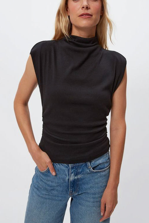 Michael Stars Amara Mock Neck Top in Black