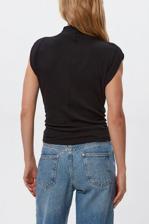 Michael Stars Amara Mock Neck Top in Black