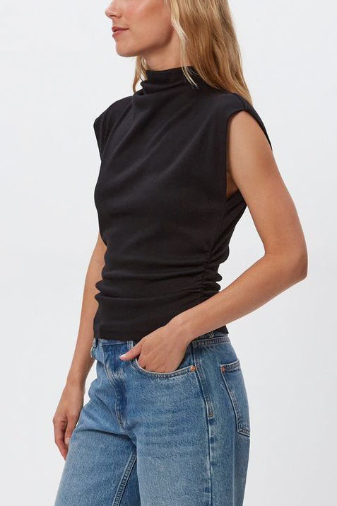 Michael Stars Amara Mock Neck Top in Black