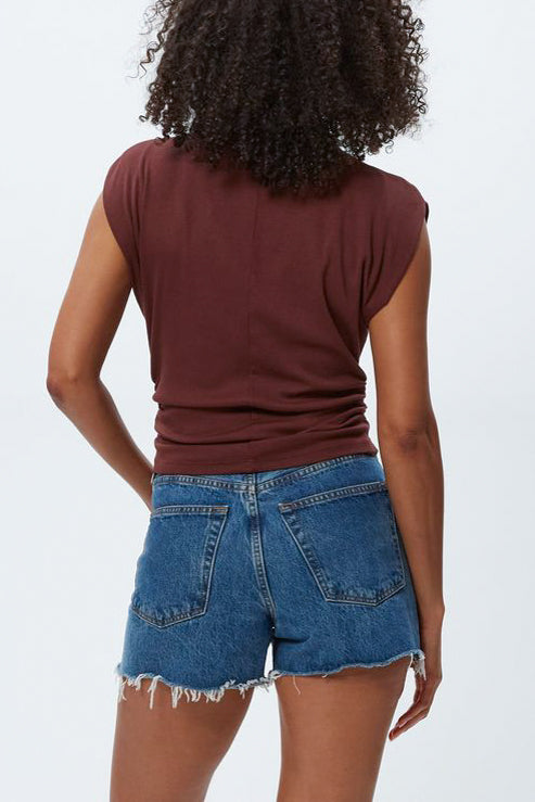 Michael Stars Amara Mock Neck Top in Espresso