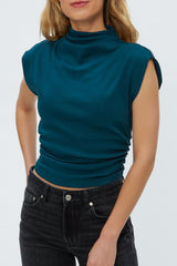 Michael Stars Amara Mock Neck Top in Rainforest