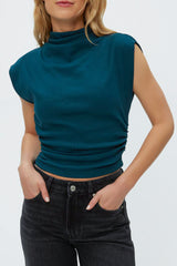 Michael Stars Amara Mock Neck Top in Rainforest