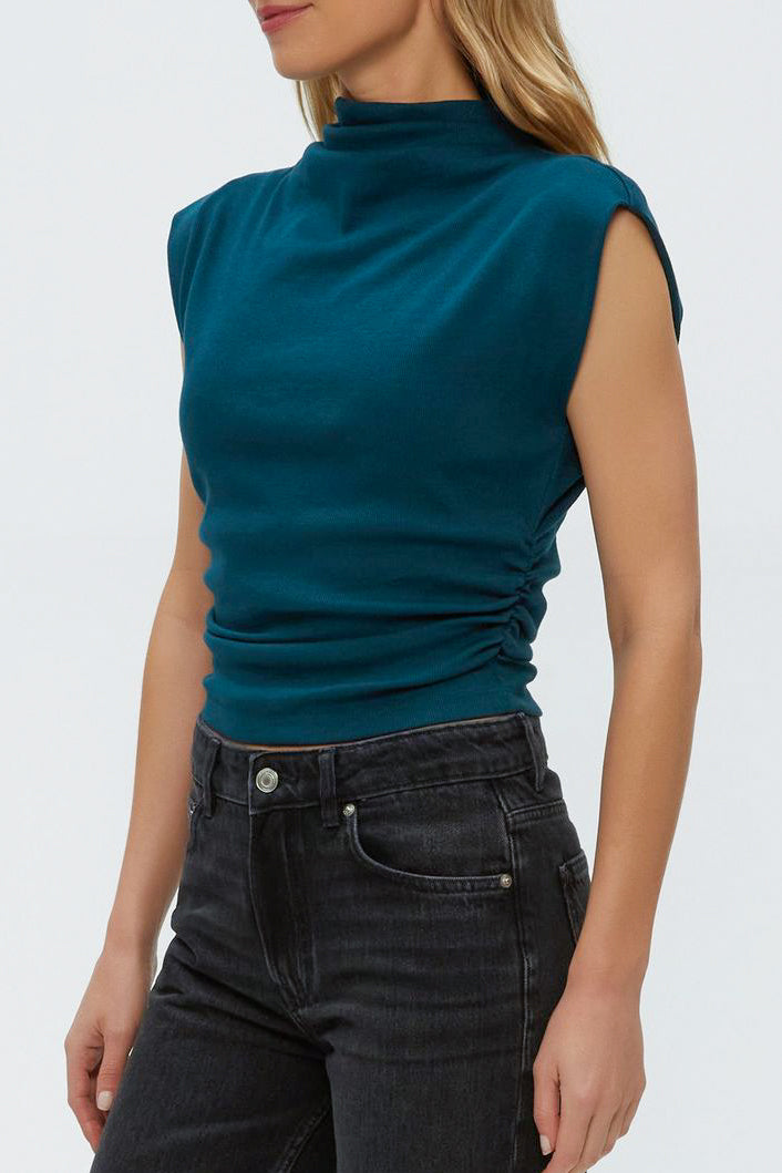 Michael Stars Amara Mock Neck Top in Rainforest