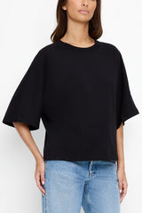 Michael Stars Calista Cape Sleeve Tee in Black