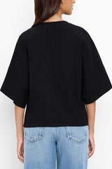 Michael Stars Calista Cape Sleeve Tee in Black