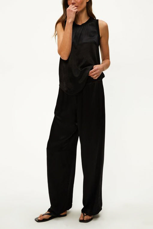 Michael Stars Cyrus Satin Pant in Black - Viva Diva Boutique