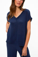 Michael Stars Draya Cotton Gauze Top in Nocturnal