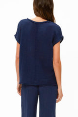 Michael Stars Draya Cotton Gauze Top in Nocturnal