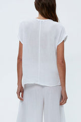 Michael Stars Draya V-Neck Top in White