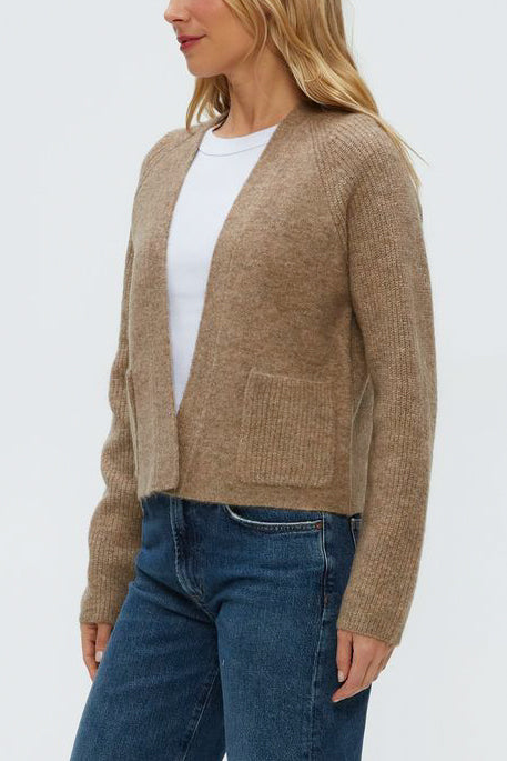 Michael Stars Drea Open Cardi in Dark Oatmeal