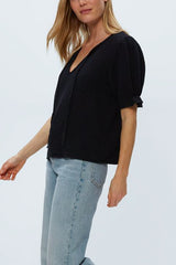 Michael Stars Genevieve Puff Sleeve Top in Black - Viva Diva Boutique