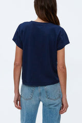 Michael Stars Harlan Cropped V Neck Tee in Nocturnal - Viva Diva Boutique