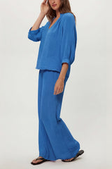 Michael Stars Kali Cotton Gauze Top in Blue Ribbon - Viva Diva Boutique
