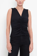 Michael Stars Lune Shirred Top in Black