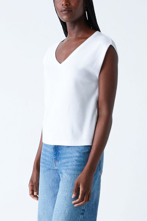 Michael Stars Tati V Neck in White - Viva Diva Boutique