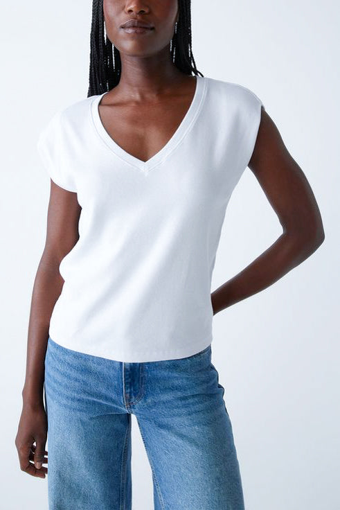 Michael Stars Tati V Neck in White - Viva Diva Boutique