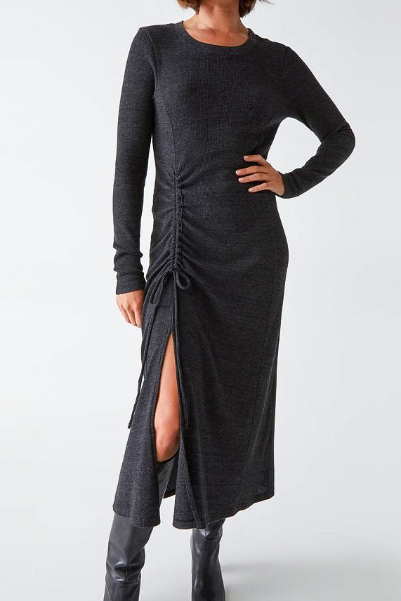Michaels Stars Ilia ruched dress in charcoal - Viva Diva Boutique