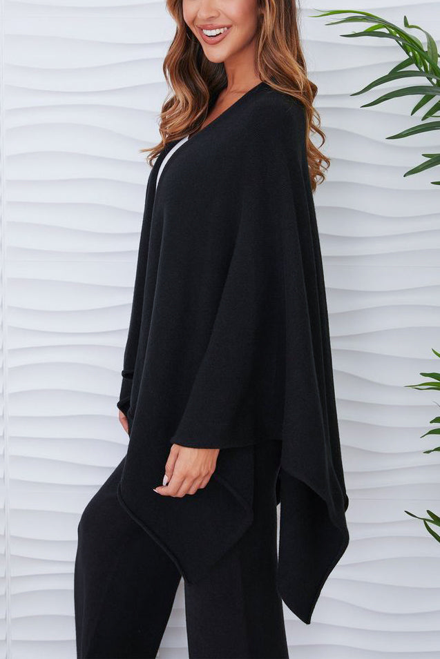 Milio Milano Knit Dolman Open Cardigan in Black - Viva Diva Boutique