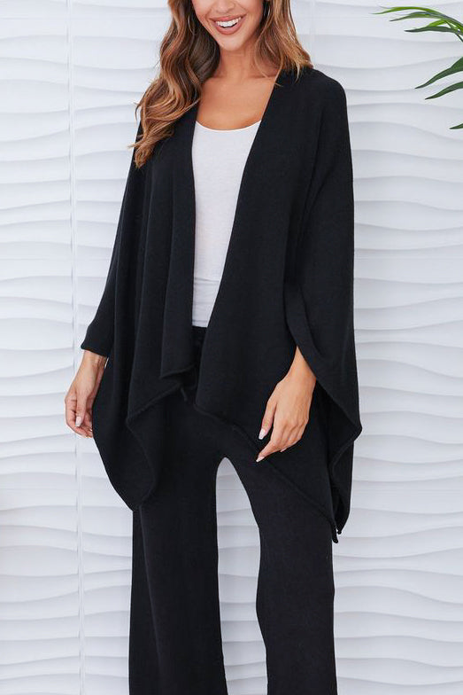 Milio Milano Knit Dolman Open Cardigan in Black - Viva Diva Boutique