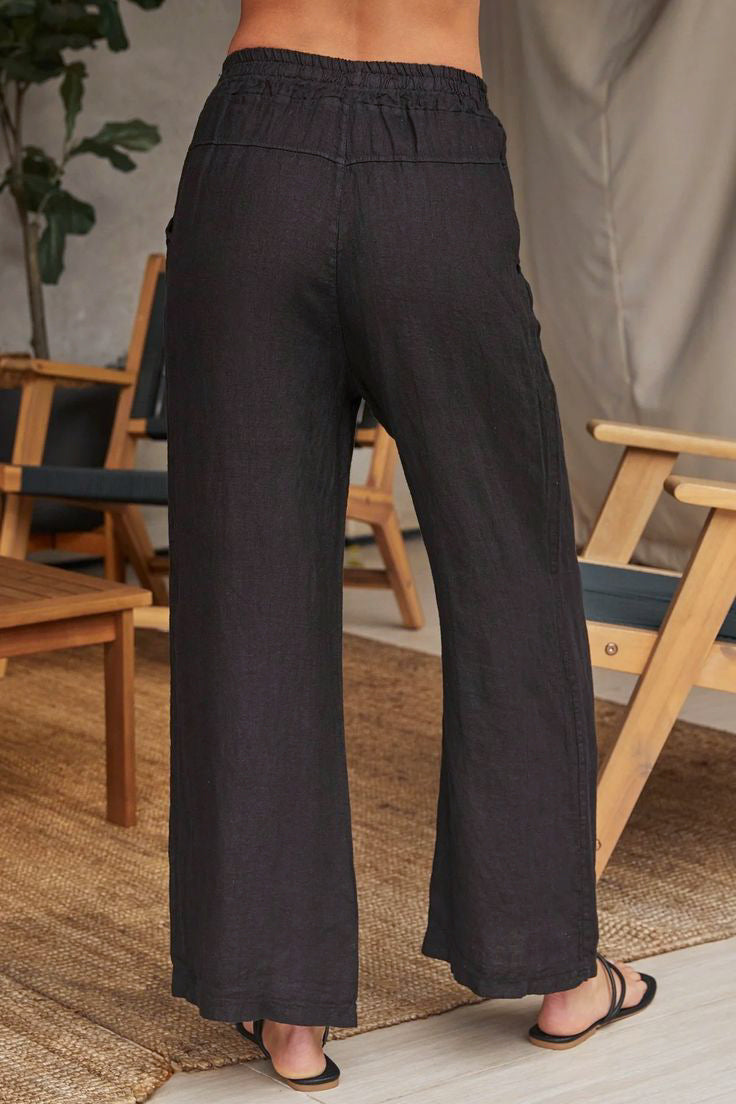 Milio Milano Linen Pant in Black - Viva Diva Boutique