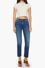 Mother Denim Mid Rise Dazzler Ankle Fray in Taking Chances