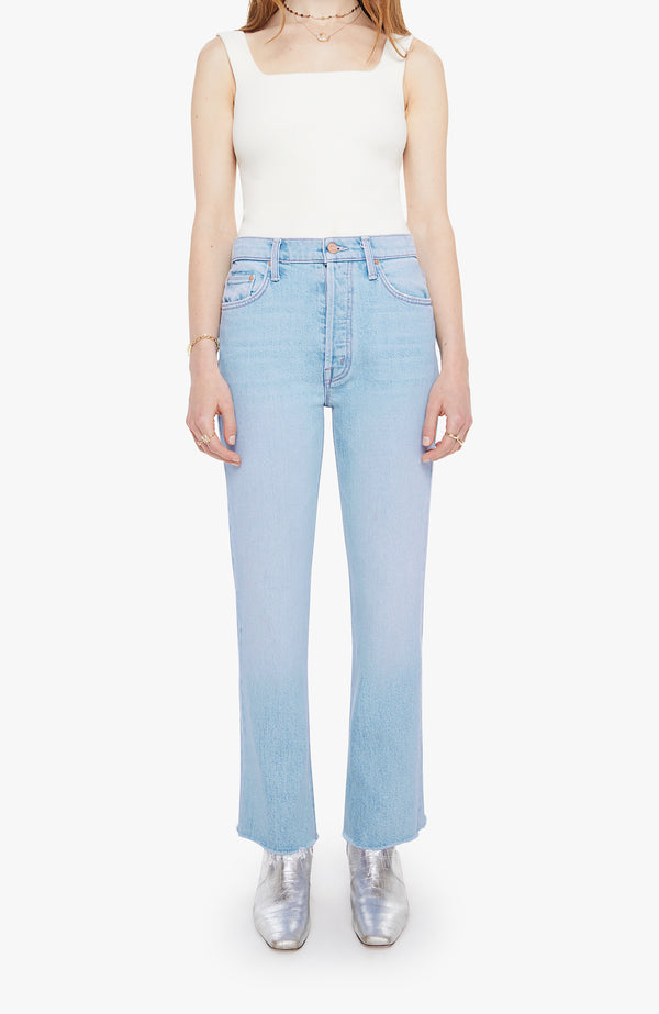 Mother Denim Tripper Flood Fray in Cool as a Cat