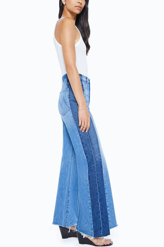 Mother Denim Tux Sidestepper Sneak Fray in Double Stacked