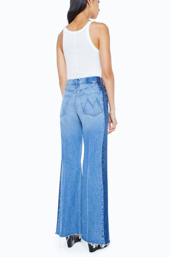 Mother Denim Tux Sidestepper Sneak Fray in Double Stacked