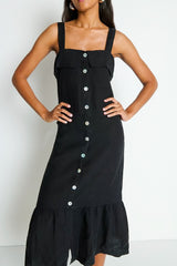 Nation Amalia Midi Dress in Jet Black