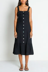 Nation Amalia Midi Dress in Jet Black