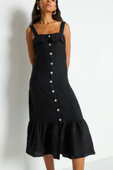 Nation Amalia Midi Dress in Jet Black